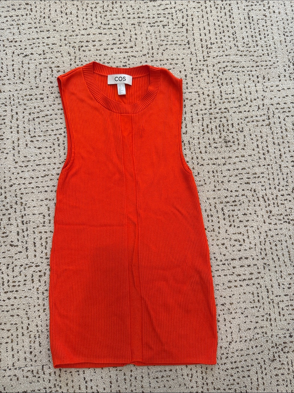 COS Sleeveless Ribbed Knit Dress in Orange-Red